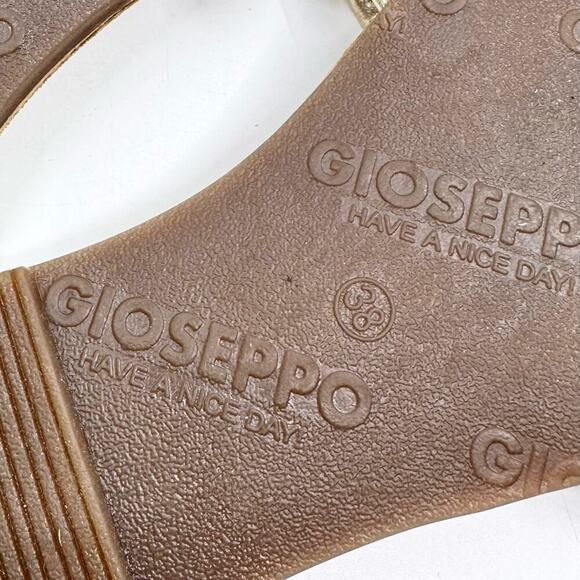 GIOSEPPO Woven Champagne Leather Mule Sandals - Picture 7 of 7